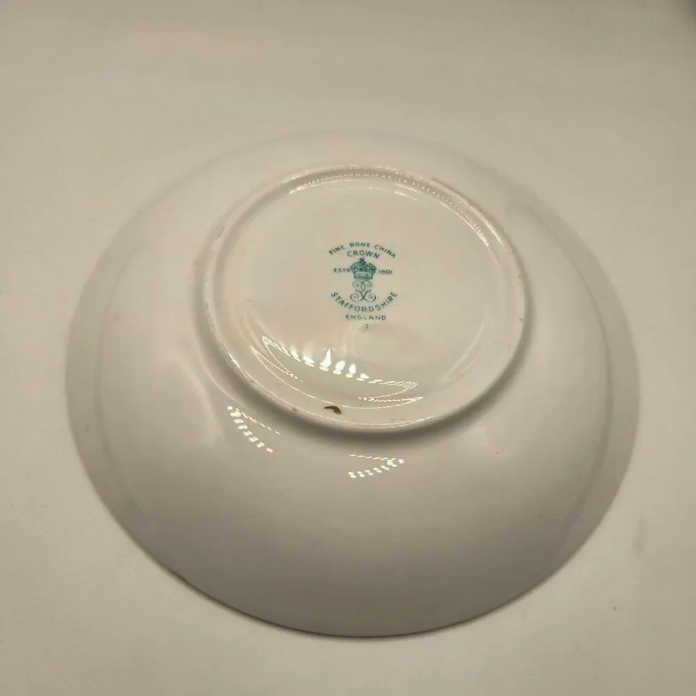 Vintage Bone China Tea Cup Saucer Crown Staffordshire England Floral Gold Trim